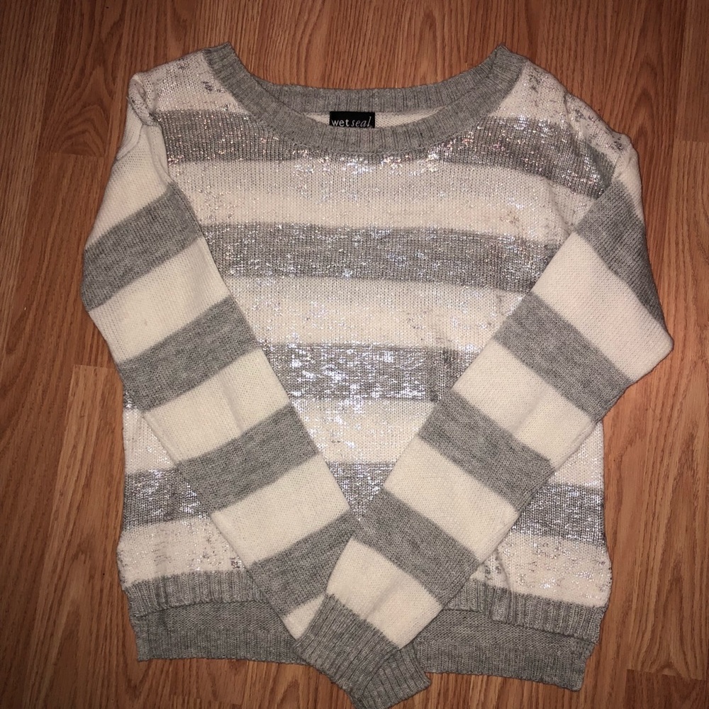 Gray & White Sweater